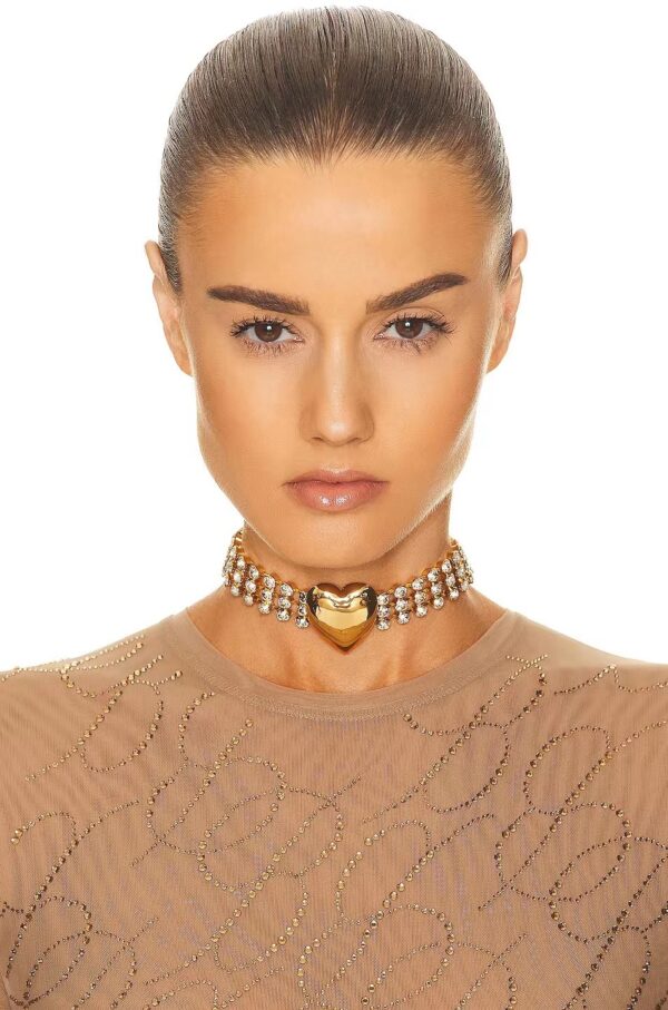 45166#European and American fashion new gold heart multi-layer crystal adjustable necklace with light luxury design and high-end feeling collarbone chain - Image 8