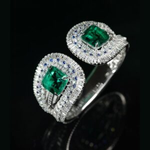 555#European and American fashion high-end custom bracelet S925 silver set with green high-carbon diamonds for a banquet-level precious gemstone luxury style women's bracelet