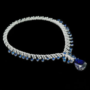 552#925 silver plated with 24 karat gold 24K gold necklace with high-carat diamond, royal blue water drop, graduation ceremony festival jewelry, girls' necklace