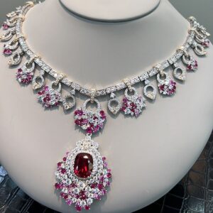553#925 silver gold-plated necklace, high-carat diamond, pigeon blood red, luxurious banquet jewelry, high-end jewelry for women, necklace